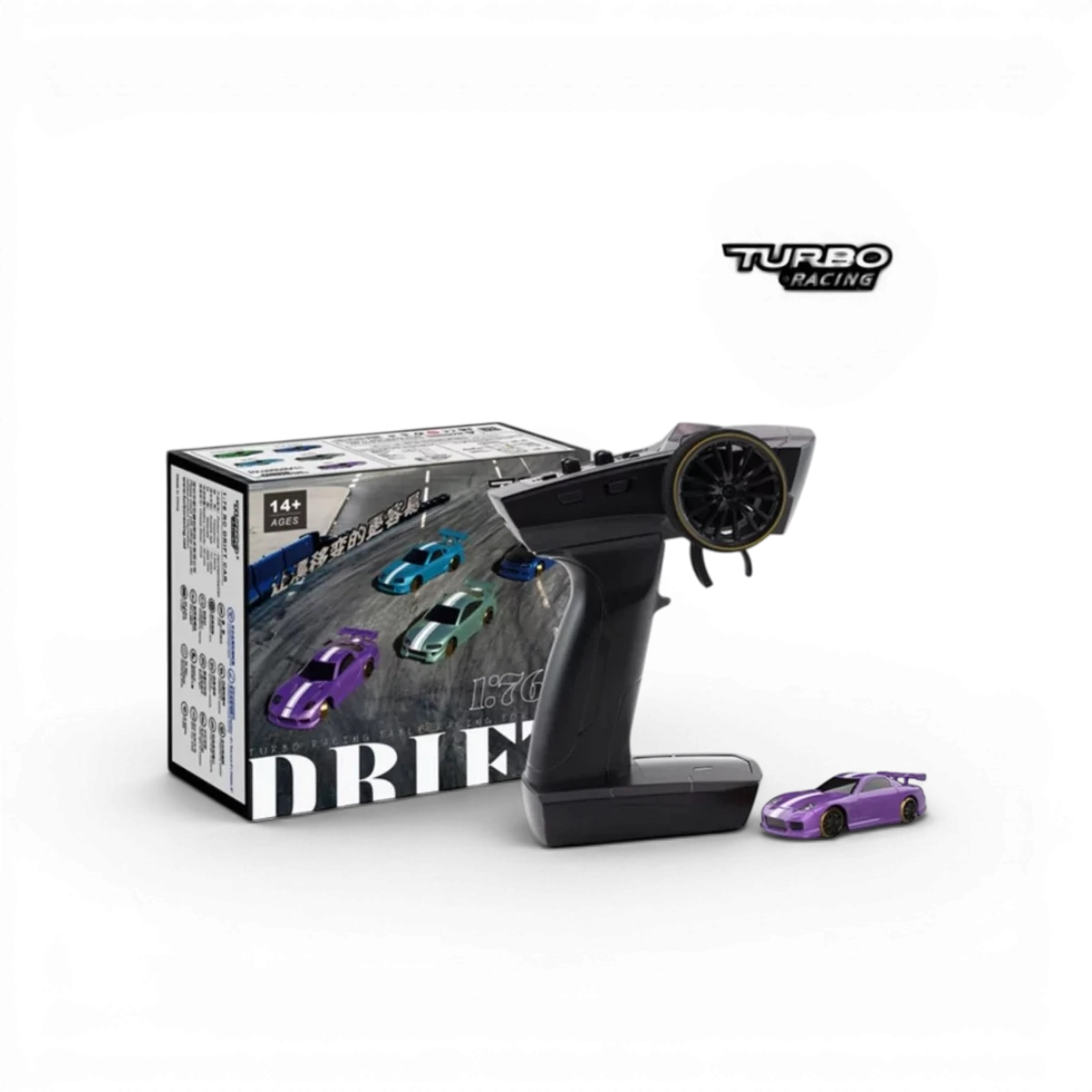 Voiture miniature 1/76e Micro Drift violette Funtek, modèle détaillé pour collection ou jeu.