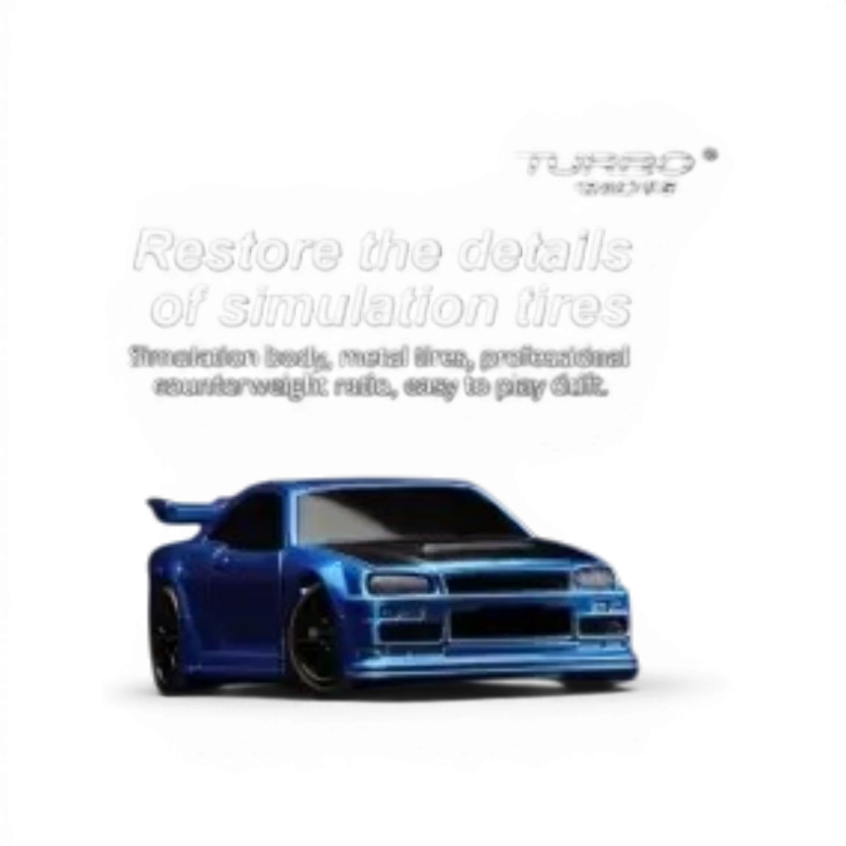 Voiture miniature Funtek 1/76ème Micro Drift violette, modèle détaillé avec roues et design coloré.