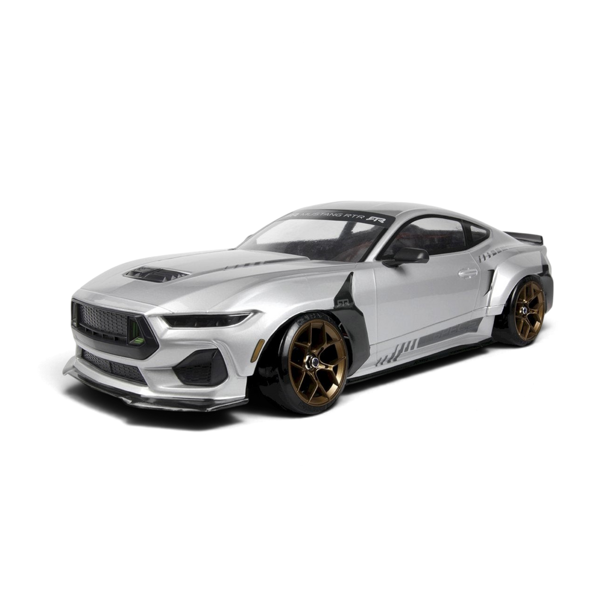 Carrosserie Ford Mustang GT RTR S650 transparente HPI pour voiture RC de 200 mm, vue de face avec détails de design.
