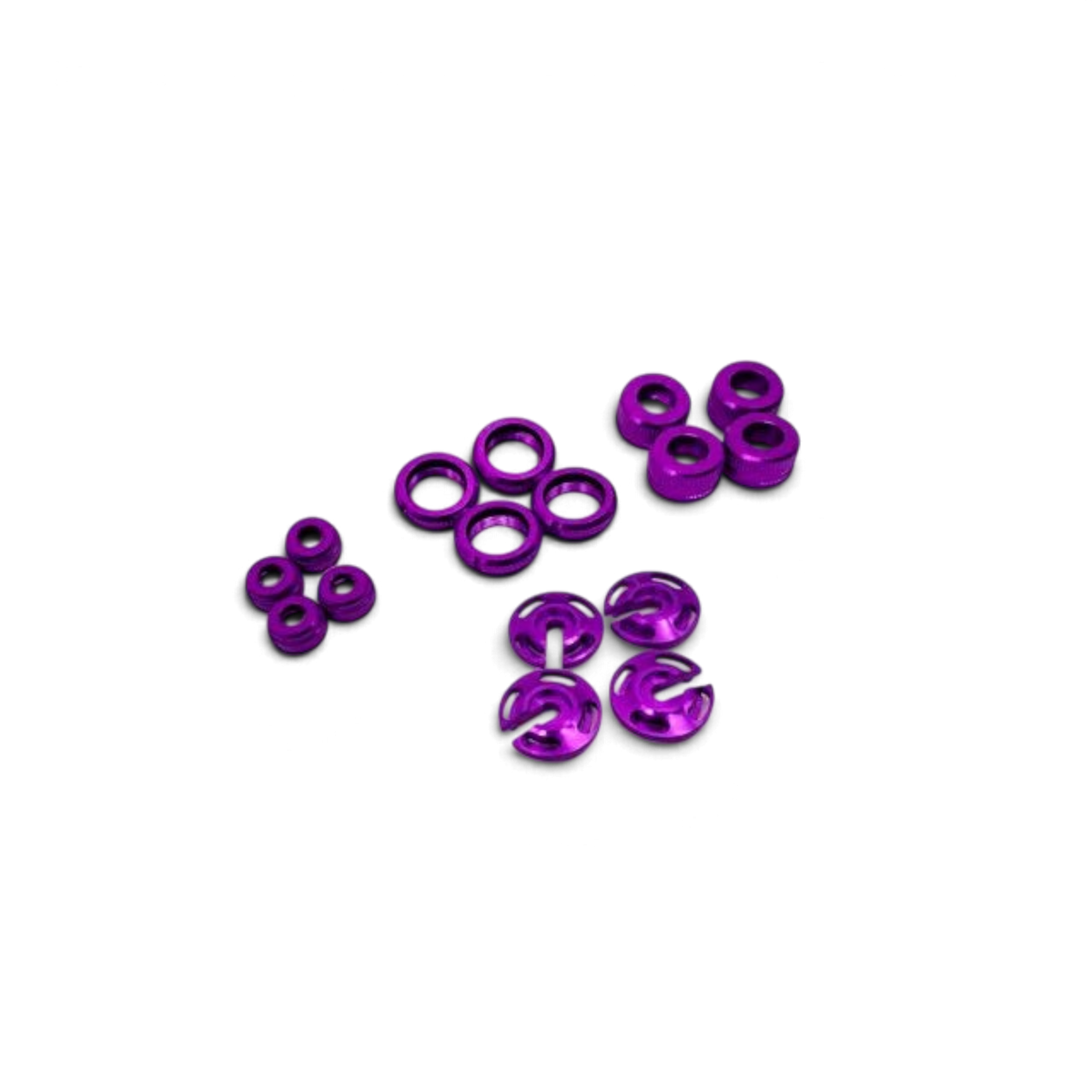 Kit de personnalisation DriftParadiZ violet pour 4 amortisseurs type TRF incluant bouchons et supports de ressorts