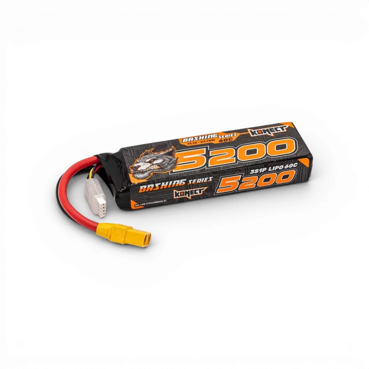 Accu LiPo 5200mAh 11.1V 60C 3S1P de marque t2m avec connecteur XT60, utilisé pour électronique et drones.
