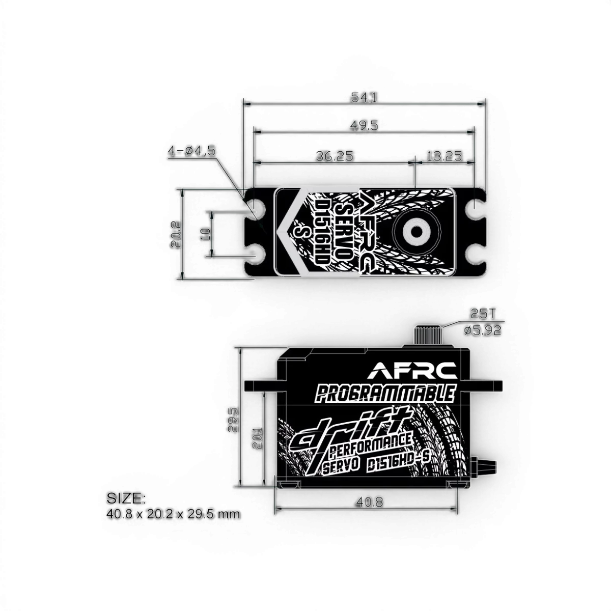 Servo de drift professionnel AFRC D1516HD-S, électronique à profil bas pour voitures de course et modélisme.