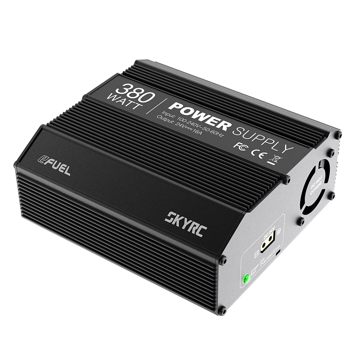 Alimentation compacte SkyRc 380W 16A, chargeur électronique avec connecteurs visibles sur l'image.