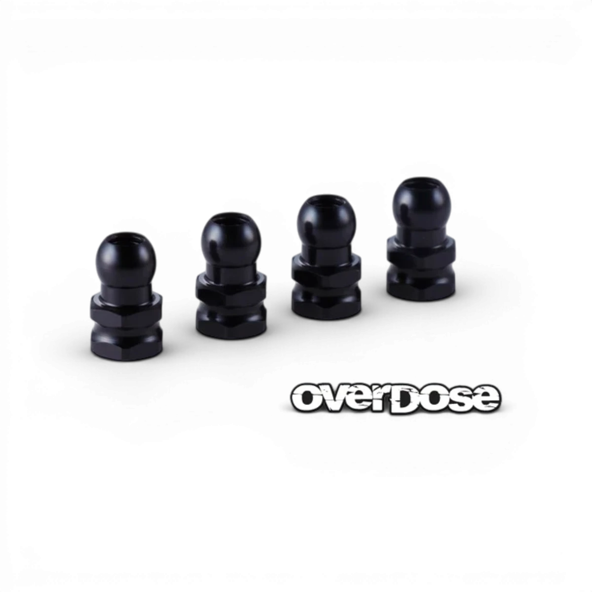 Support en aluminium noir pour amortisseur, pièce détachée de la marque Overdose, avec fixation robuste et finition élégante.