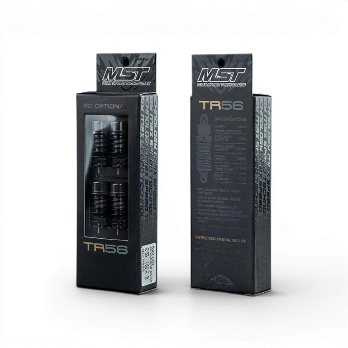Amortisseurs en aluminium réglables TR56 noirs de la marque Max Speed Technology, pièces détachées pour véhicules.