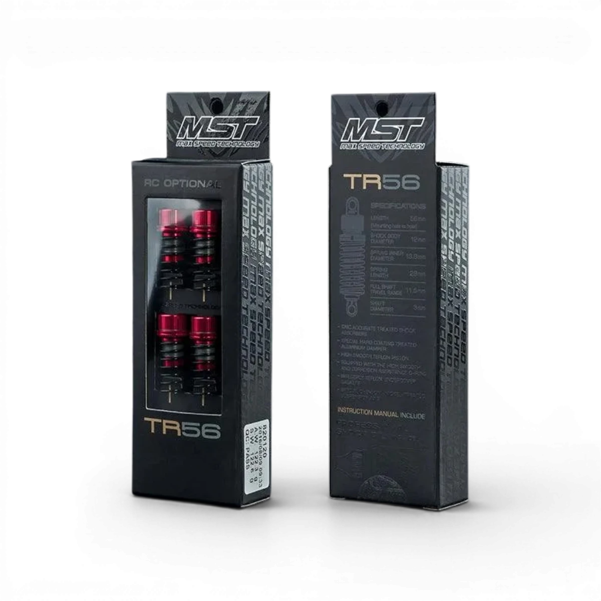 Amortisseurs en aluminium réglables TR56 rouges de Max Speed Technology, pièce détachée pour voiture ou moto.