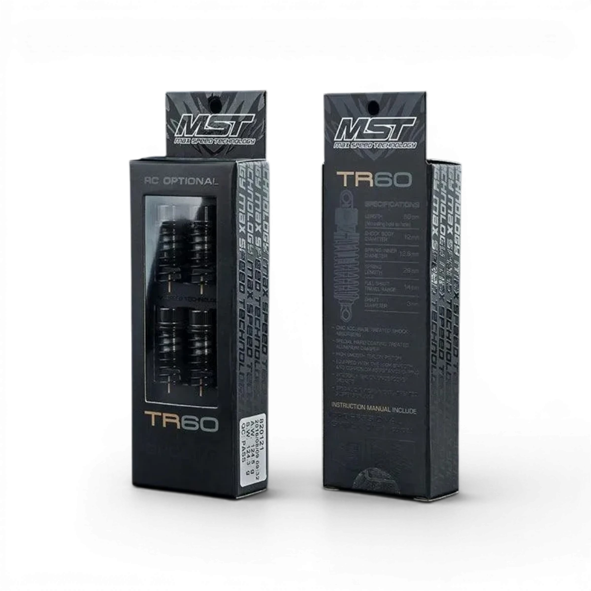 Amortisseurs en aluminium réglables TR60 noirs de Max Speed Technology, pièces détachées pour voiture de drift.