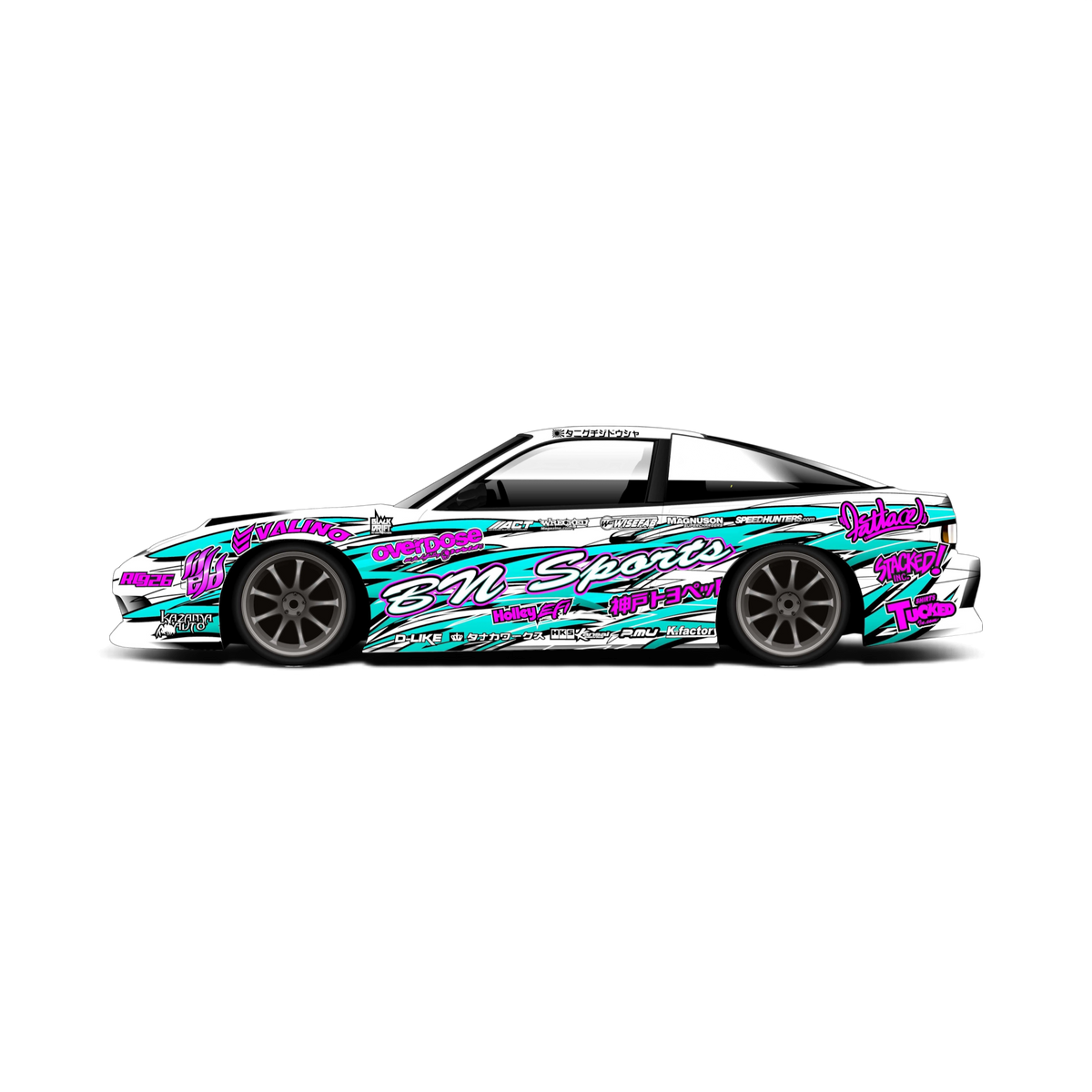Autocollant décoration complète Bn Sports V1 de Black Drift Stickers, design noir pour personnaliser un véhicule.