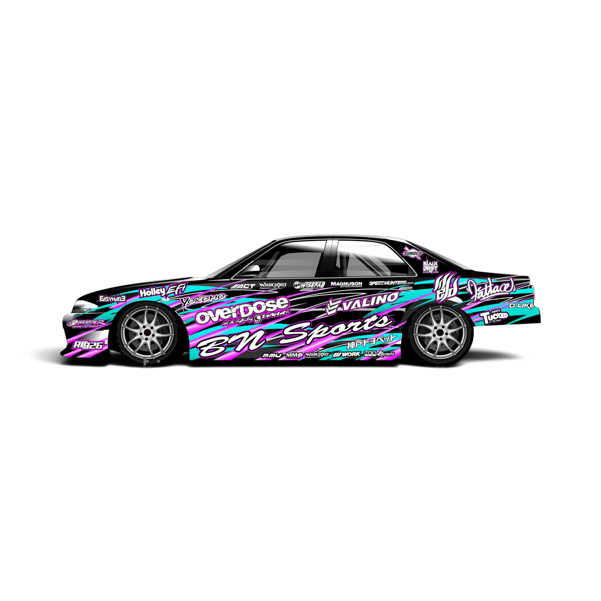 Autocollant de décoration complète Bn Sports V2 de Black Drift Stickers, noir, pour personnalisation de voiture, design dynamique