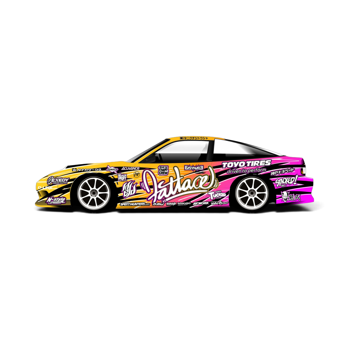 Autocollant de décoration complète Fatlace-V2 par Black Drift Stickers, design noir avec logo stylisé.