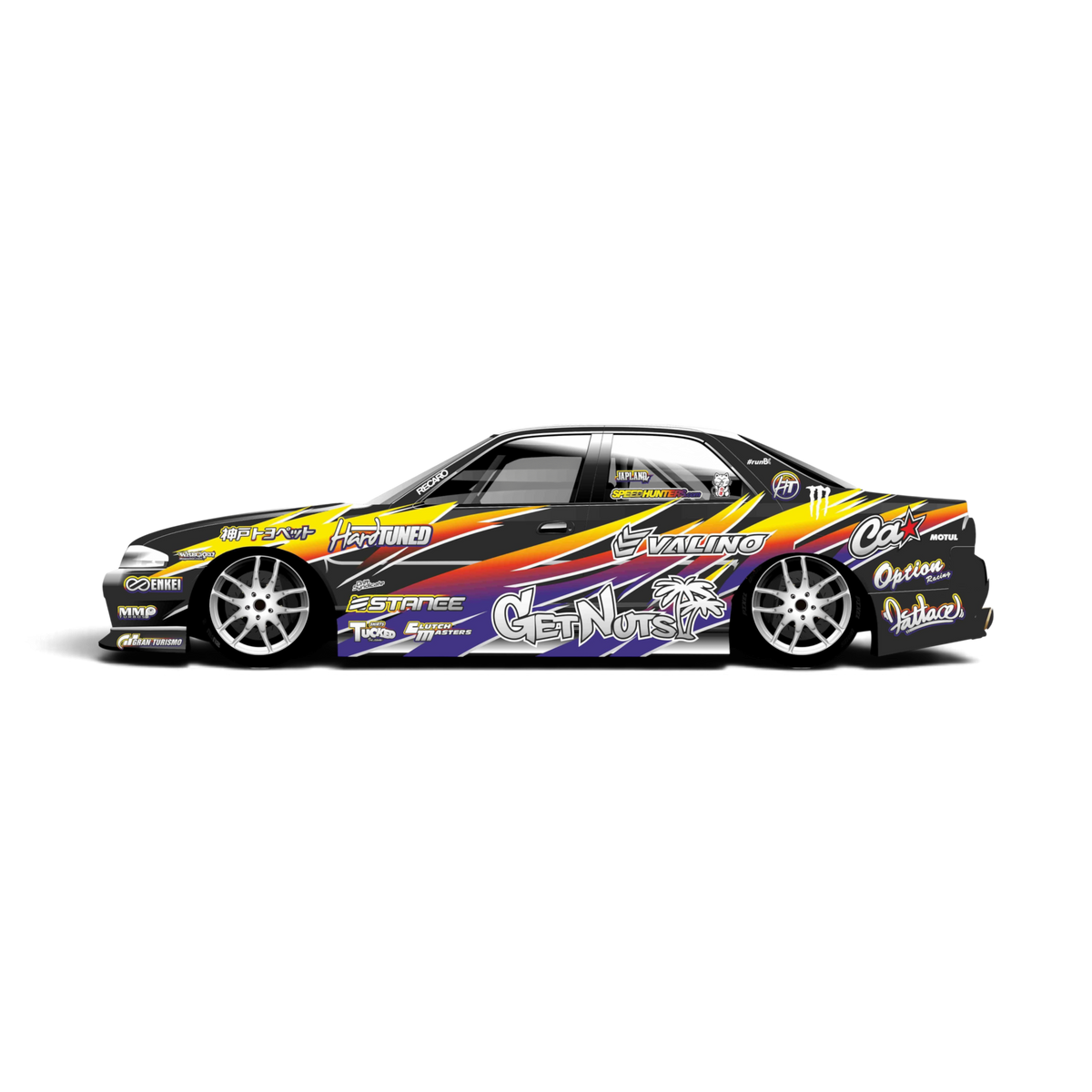 Autocollant de décoration complète Getnuts 2 noir par Black Drift Stickers, design graphique pour personnalisation de véhicule.