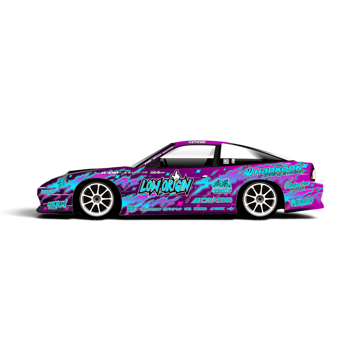 Autocollant de décoration complète Black Drift Stickers, motif Low Origin 4, en noir, pour personnaliser véhicules ou surfaces.