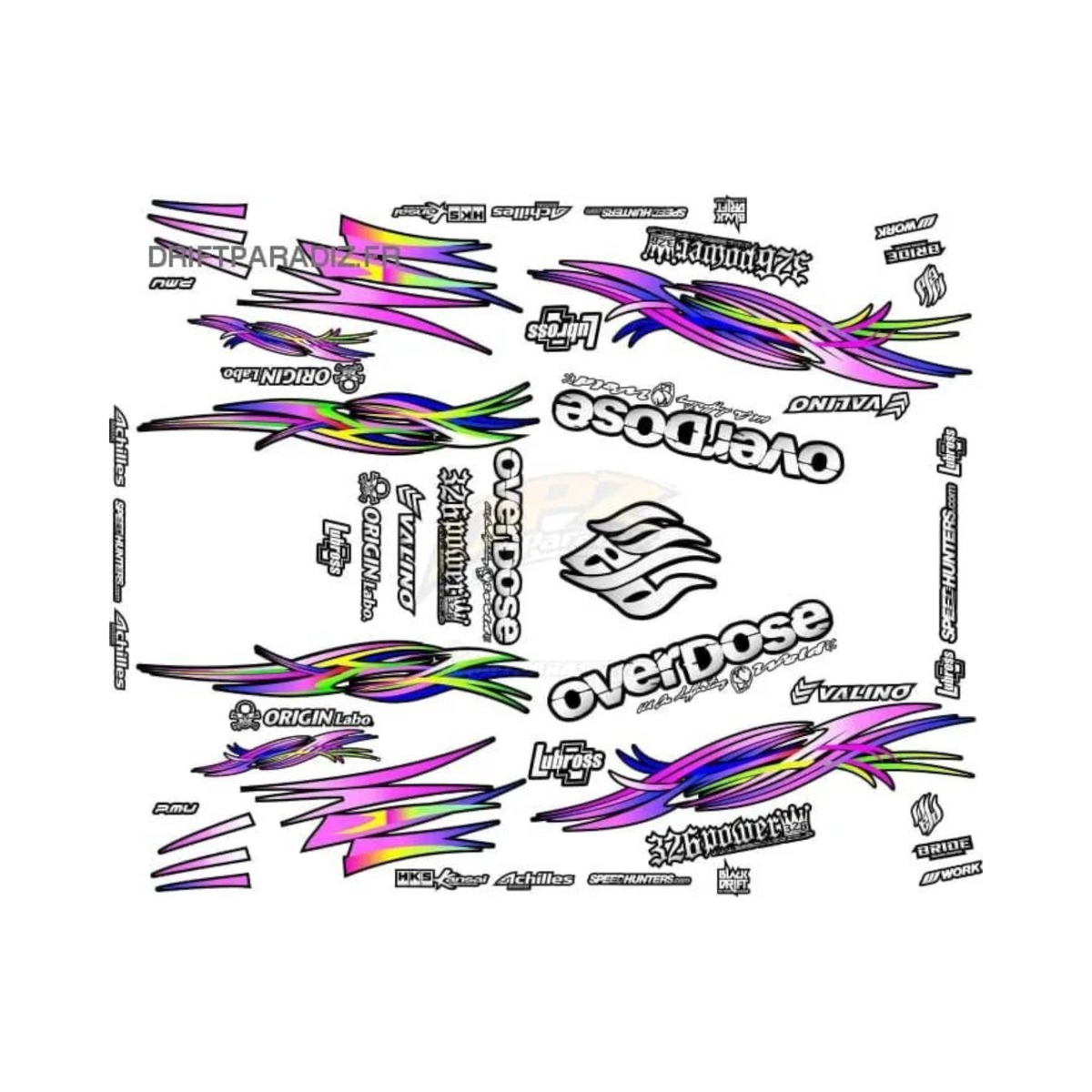Autocollant décoratif complet Overdose de Black Drift Stickers, design noir pour personnaliser véhicules ou surfaces.