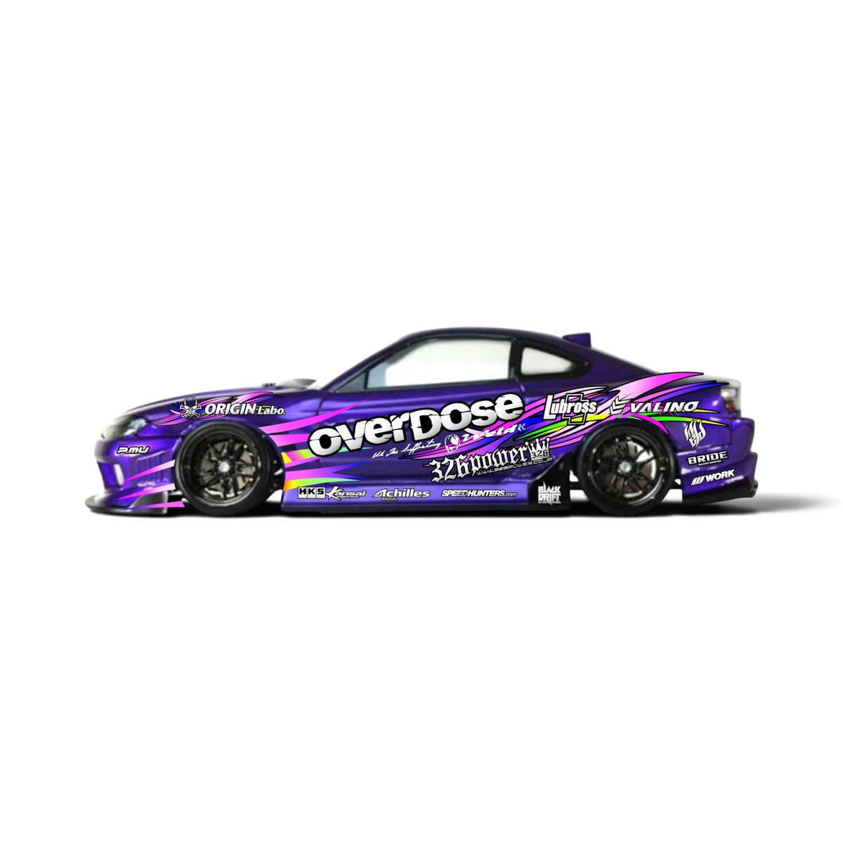 Autocollant décoration complète Overdose de Black Drift Stickers, design noir avec motifs détaillés pour voiture.