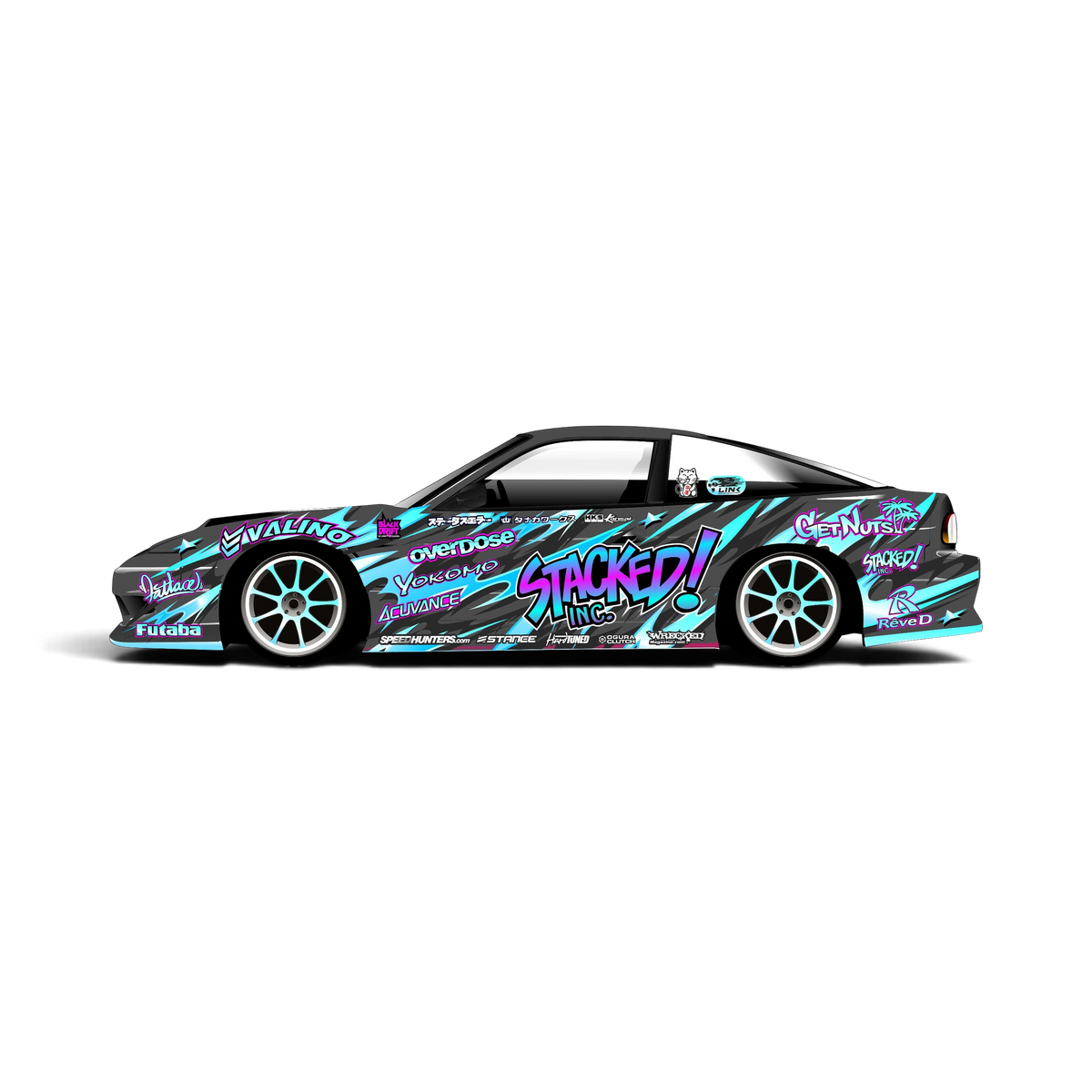 Autocollant de décoration complète Stacked V3 de Black Drift Stickers, motif noir avec design en couches.