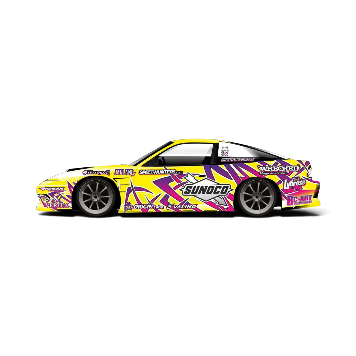 Autocollant de décoration complète Sunoco pour voiture, par Black Drift Stickers, avec design noir et logo Sunoco.