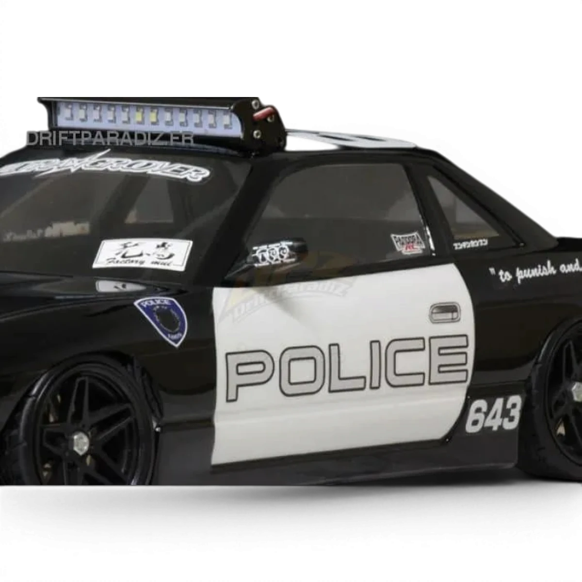 Autocollants Police Pandora RC pour personnalisation de voiture RC, design coloré et détaillé pour drifting et modélisme.