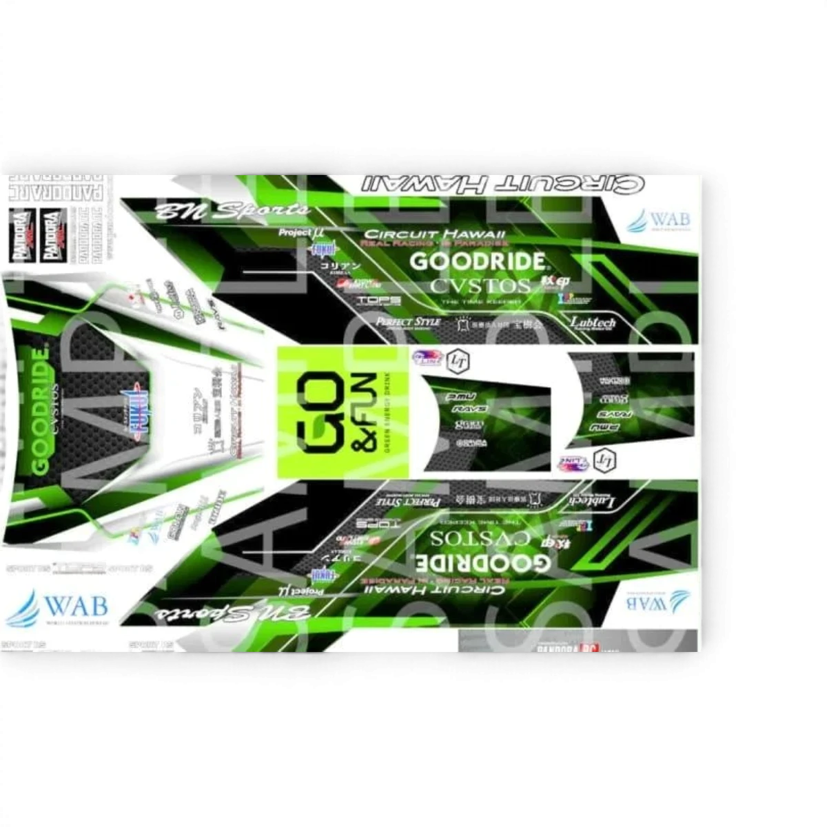 Autocollants Pandora RC Jin Horino SPEC pour personnalisation de voiture RC, design coloré et détaillé pour modèle de drift.