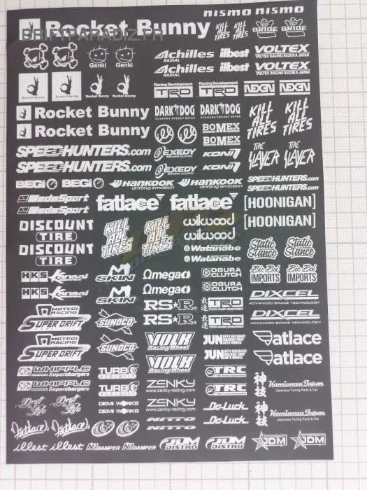 Autocollants sponsors Black Drift Stickers, lot de 4 autocollants noirs pour personnalisation de véhicules de drift.