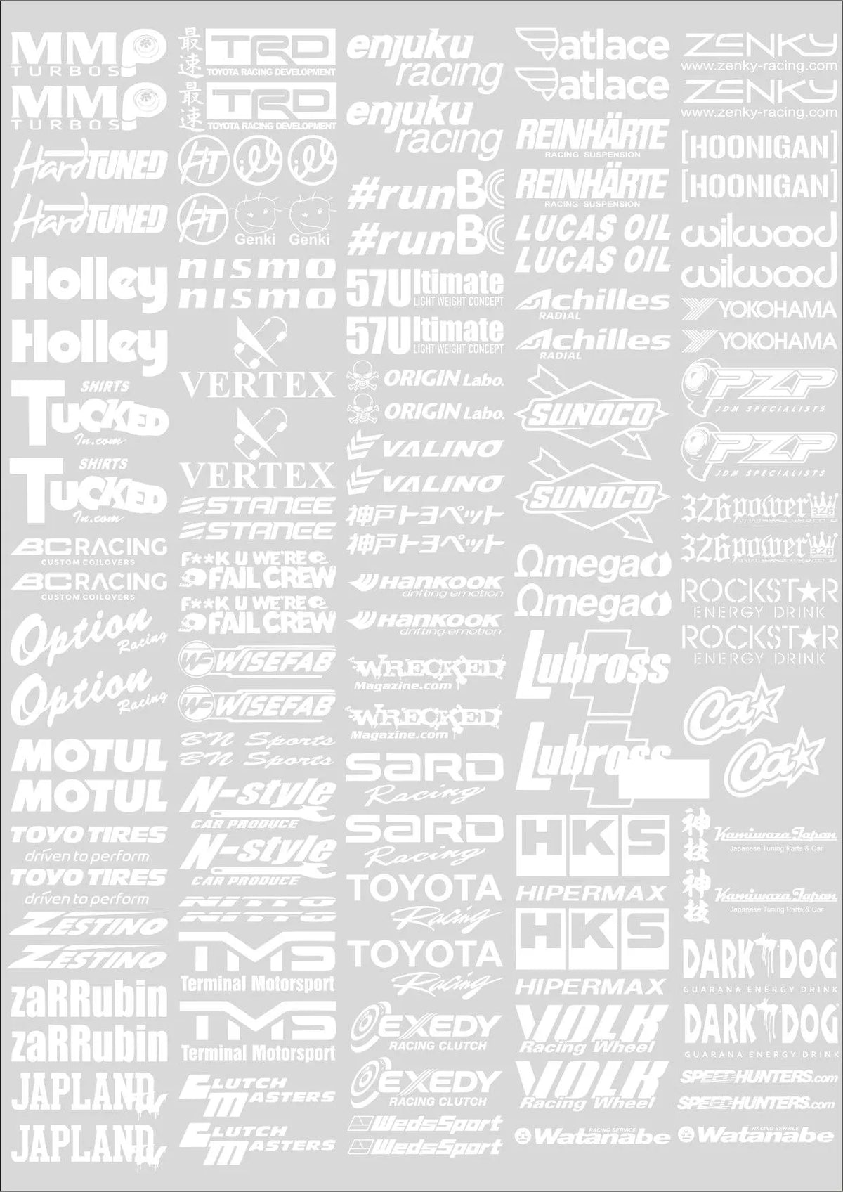 Autocollants sponsors Black Drift, ensemble de 41 stickers noirs pour voitures de drift, visibles avec design et logos.