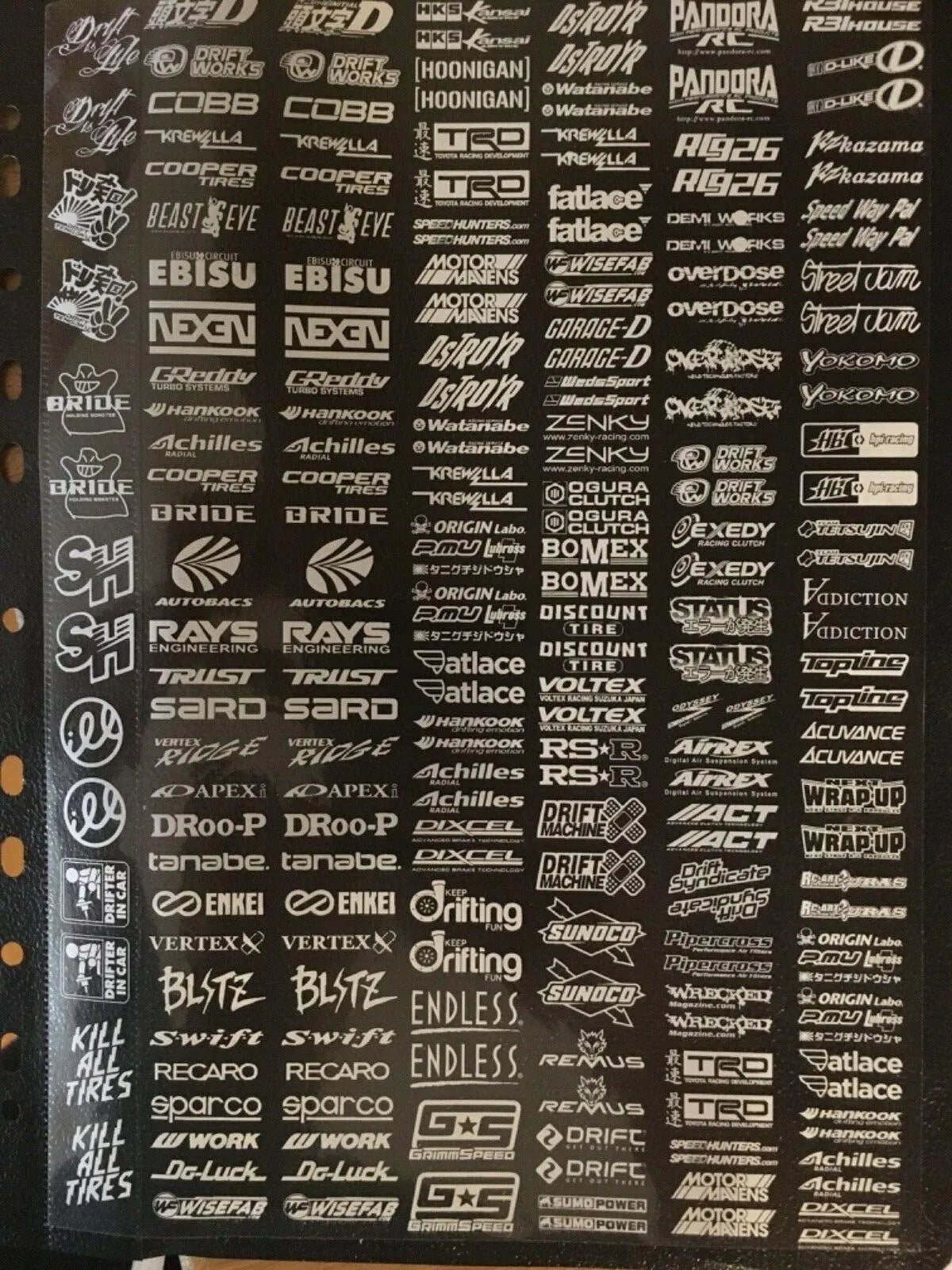 Autocollants sponsors Black Drift, lot de 44 stickers noirs pour voitures ou moto, designs graphiques de sponsoring.
