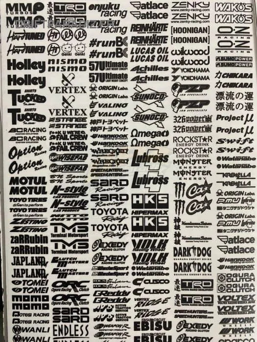 Autocollants sponsors petits Black Drift Stickers, collection Small 13, noirs avec logo Drift pour voitures et accessoires.