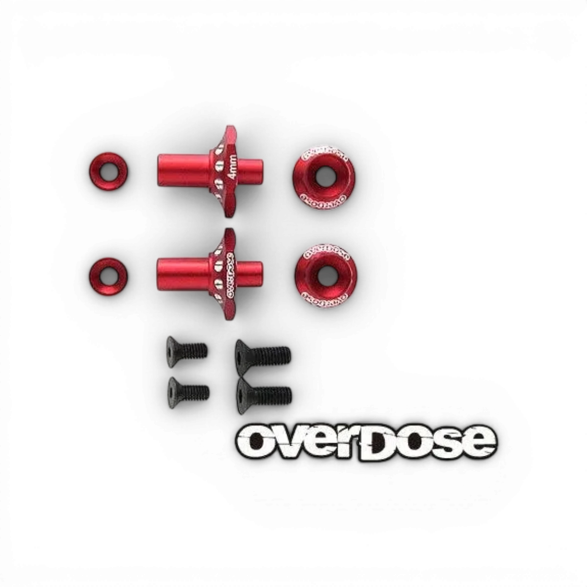 Axes avant en une pièce en aluminium de 4 mm pour pièces détachées Overdose, visible en détail.