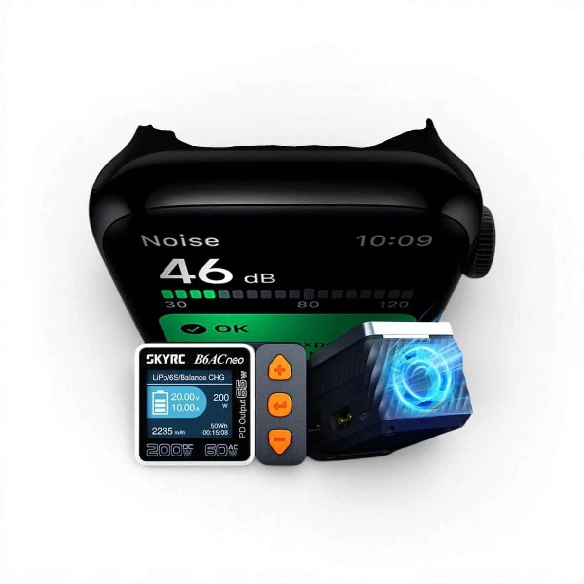 Chargeur B6AC neo AC SkyRc 200W ultra compact pour électronique, conçue pour charger efficacement les batteries.