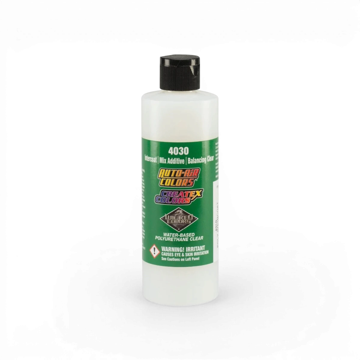 Flacon de équilibrant transparent Createx Colors 4030 avec étiquette, utilisé pour la peinture et la décoration.