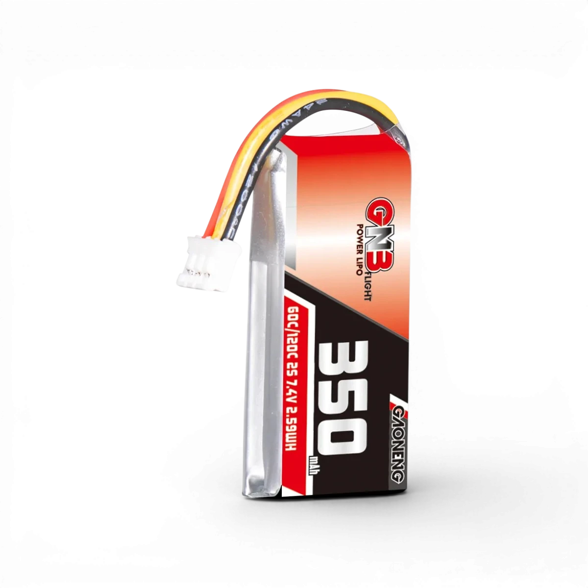 Batterie LiPO 2S 7,4V 350mAh 90C de la marque Gaoneng, pour appareils électroniques, avec connecteurs visibles