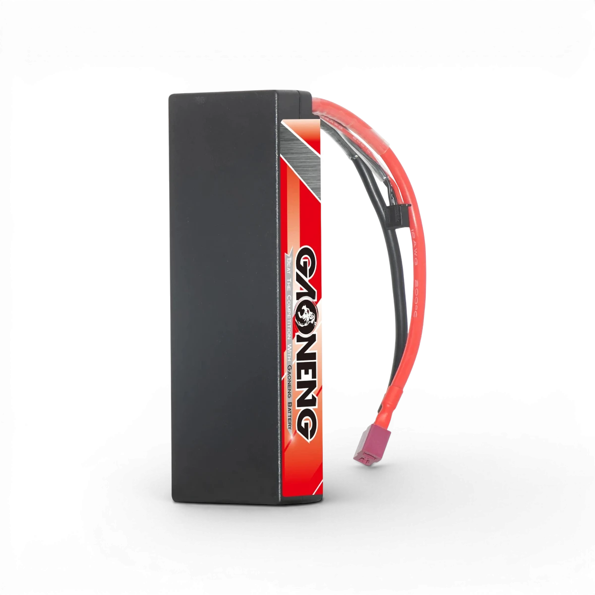 Batterie Lipo 7,4V 6500mAh 120C de la marque Gaoneng, vue avec connecteurs et étiquettes visibles