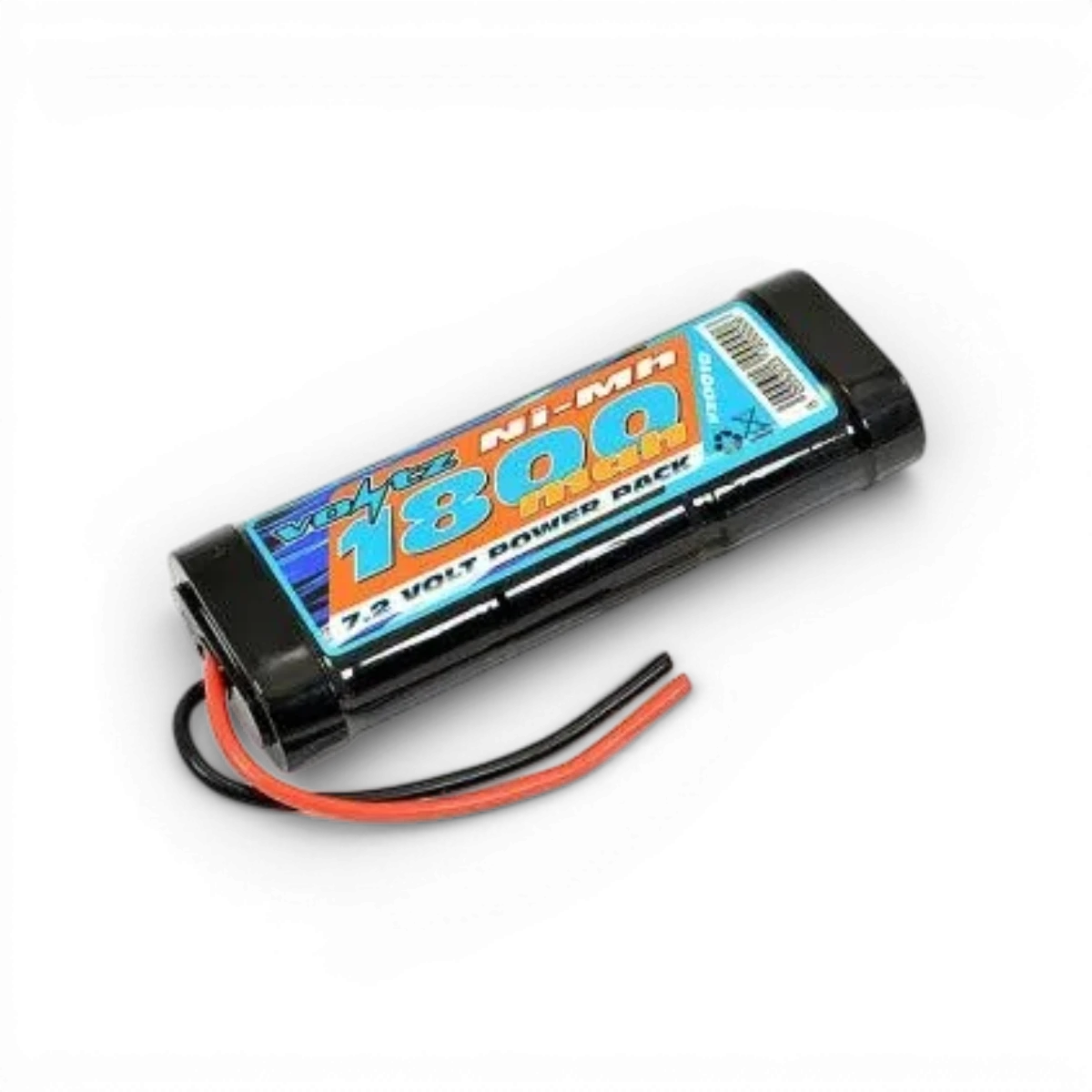 Batterie NIMH 1800mAh de marque Voltz pour appareils électroniques, vue de la batterie avec connecteurs visibles.