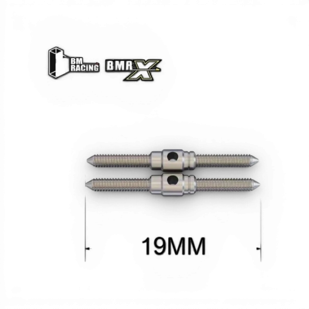 Biellettes de 19mm pour voiture RC, marque BM Racing, image montrant les biellettes noires pour modélisme RC.