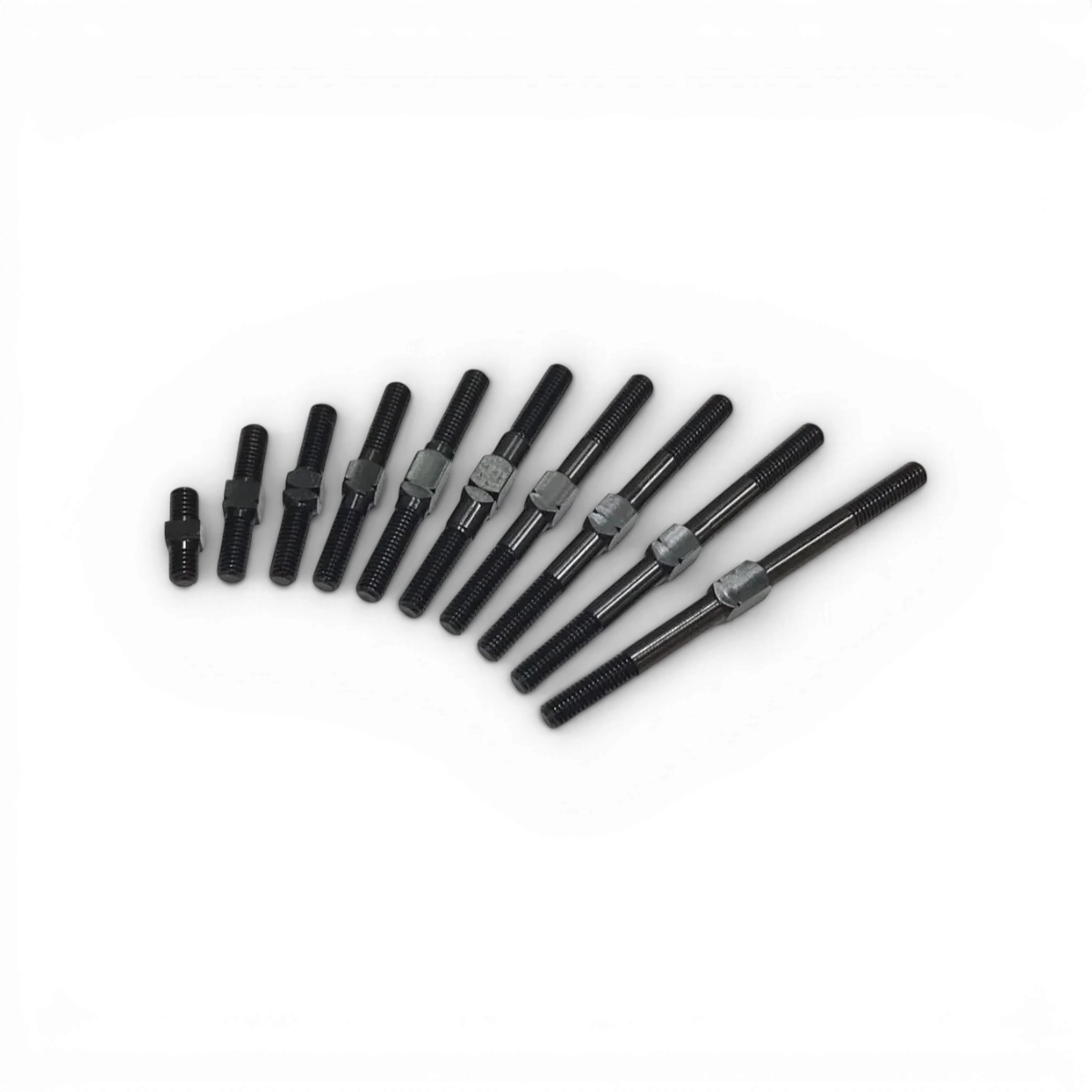 Biellettes en duralium de 24mm de la marque Custom Lab's, montrant la finition noire et la forme cylindrique.