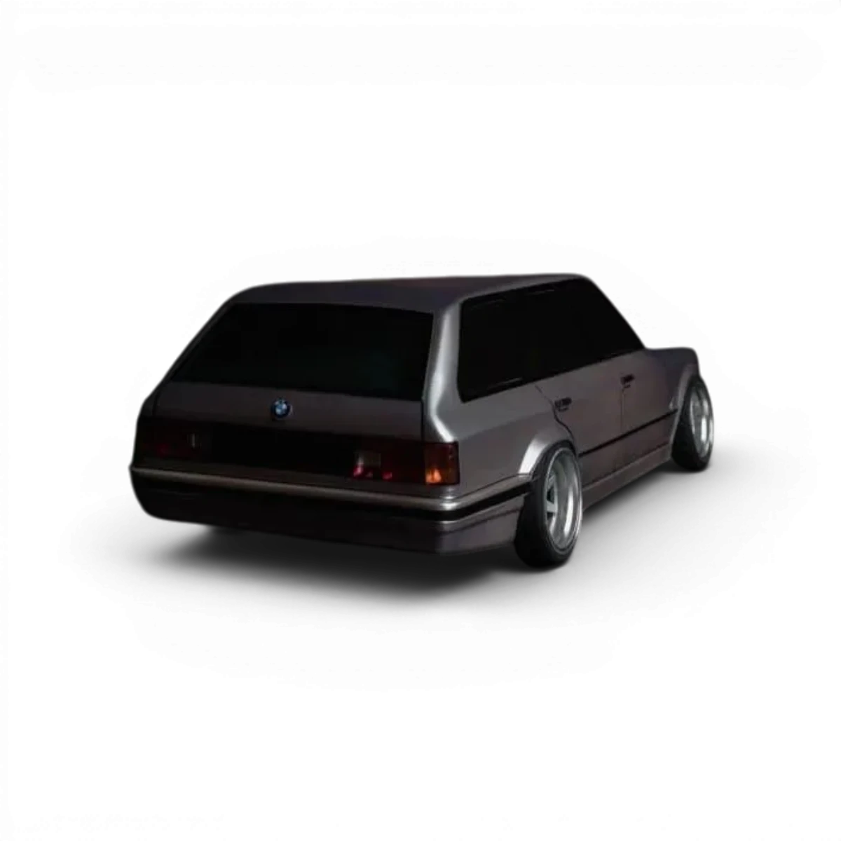 Carrosserie BMW E30 Touring de Aplastics RC, modèle pour voiture radiocommandée, vue de face avec détails de la carrosserie.