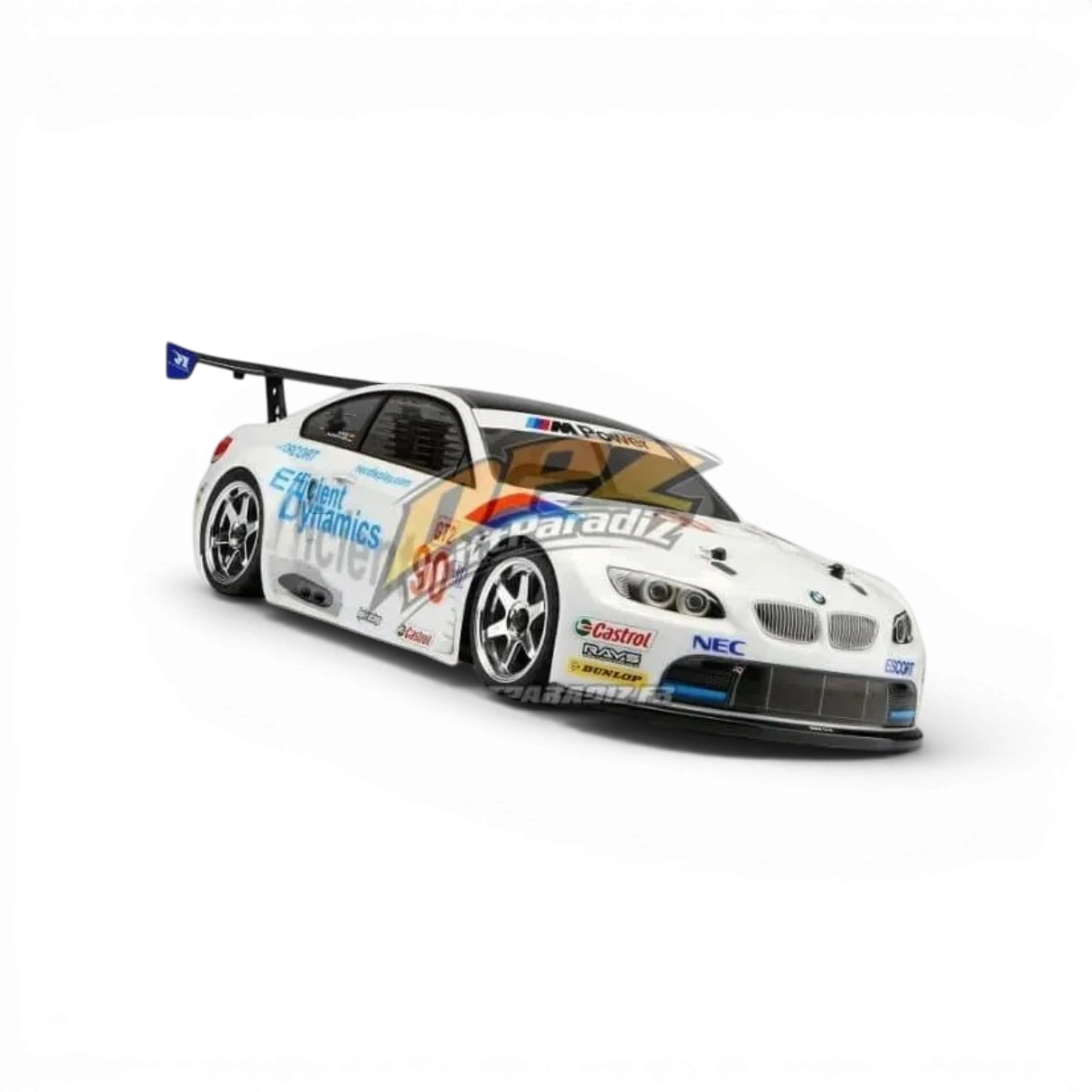 Voiture radiocommandée BMW M3 GTS E92 HPI, carrosserie détaillée et réaliste, modèle réduit haute qualité.
