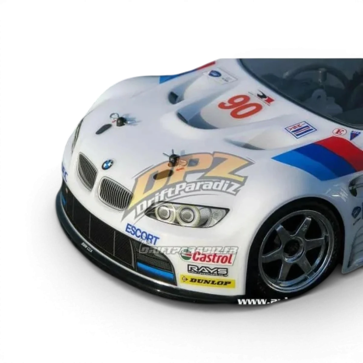 Voiture BMW M3 GTS E92 de HPI, carrosserie détaillée avec design sportif et finition réaliste.