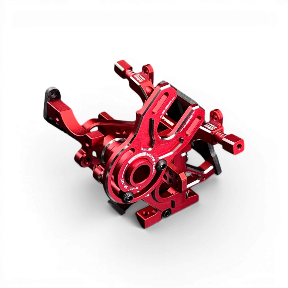 Boîte de transmission en aluminium pour RDX, fabriquée par TEAM AD, visible avec composants mécaniques pour drift.