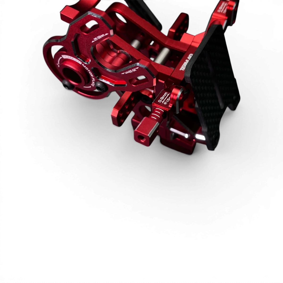 Boîte de transmission en aluminium pour RDX, conçue par TEAM AD, avec détails visibles pour voitures de drift.
