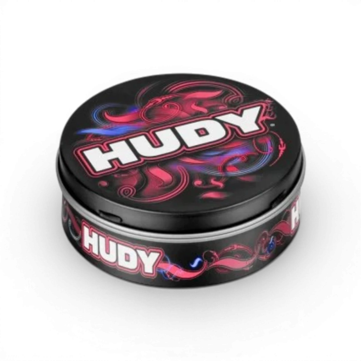 Boîte ronde en aluminium Hudy, accessoire pour modélisme, dimensions 80x30mm, contenant ou stockage pour miniatures et pièces.