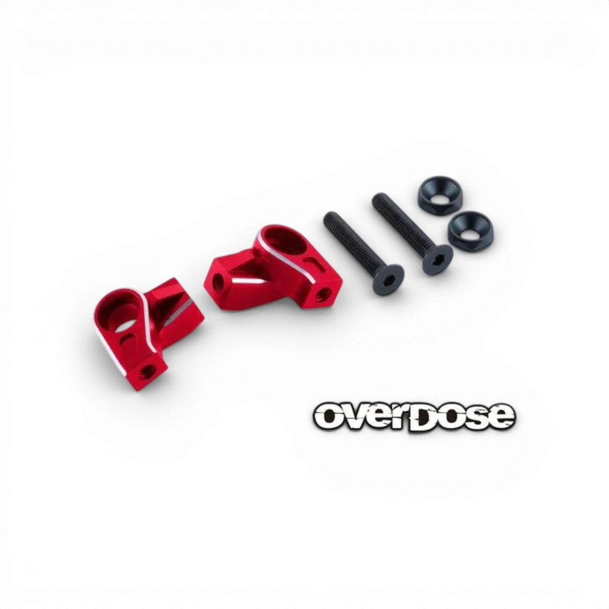 Bras oscillant amortisseur en aluminium pour pièces détachées Overdose, visible avec fixation et finition lisse.