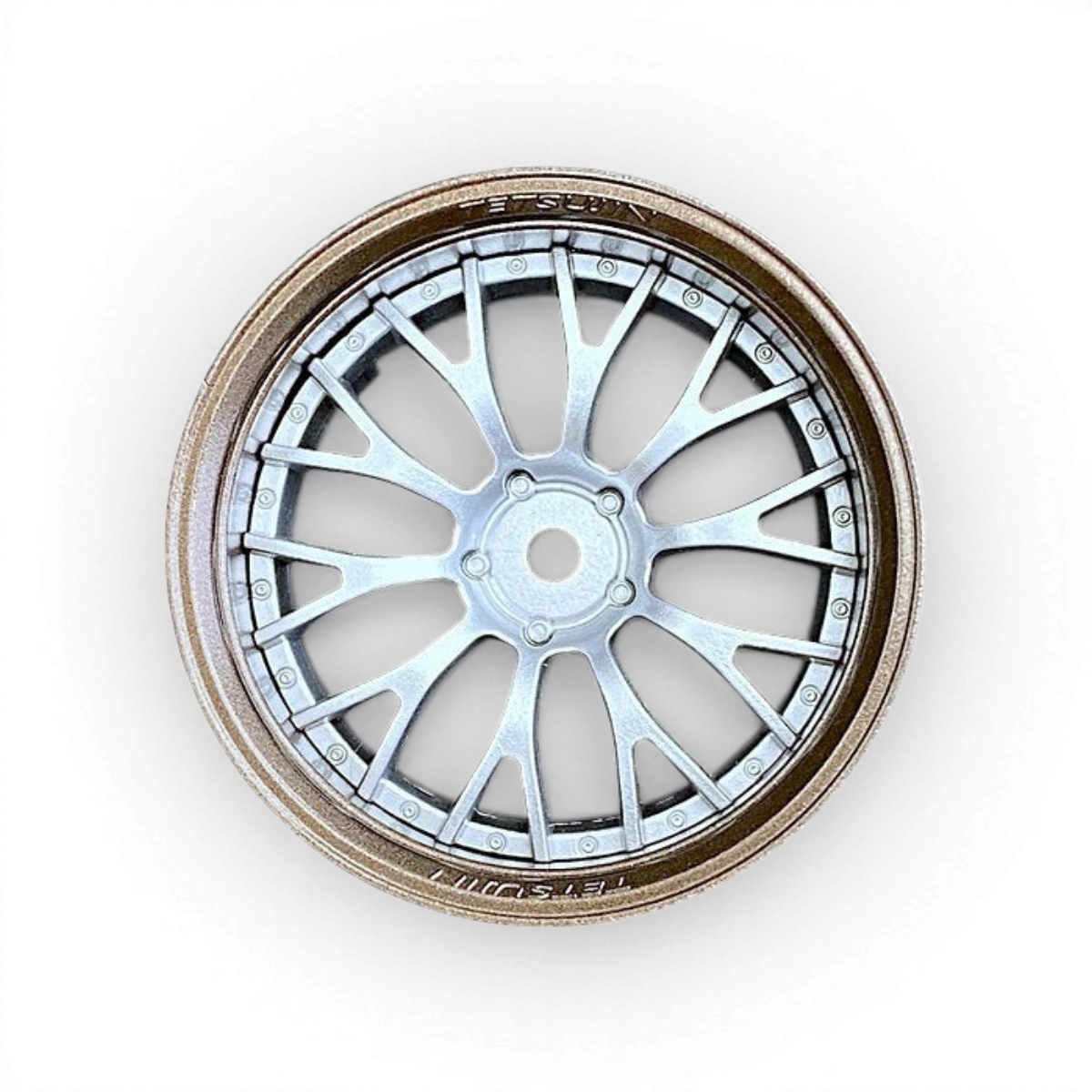 Deux roues Tetsujin en bronze avec centre Daisy et disque gris argent, parfait pour voitures de drift ou tuning.