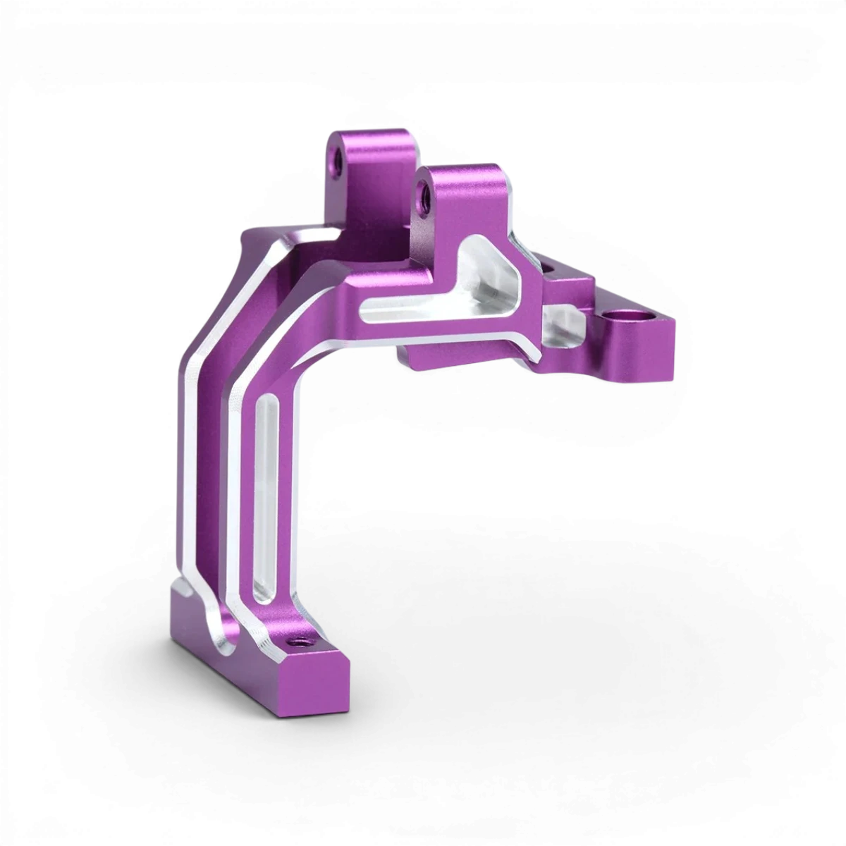 Pièce détachée Team Yokomo bulkhead avant en aluminium monobloc anodisé violet pour voiture RC.