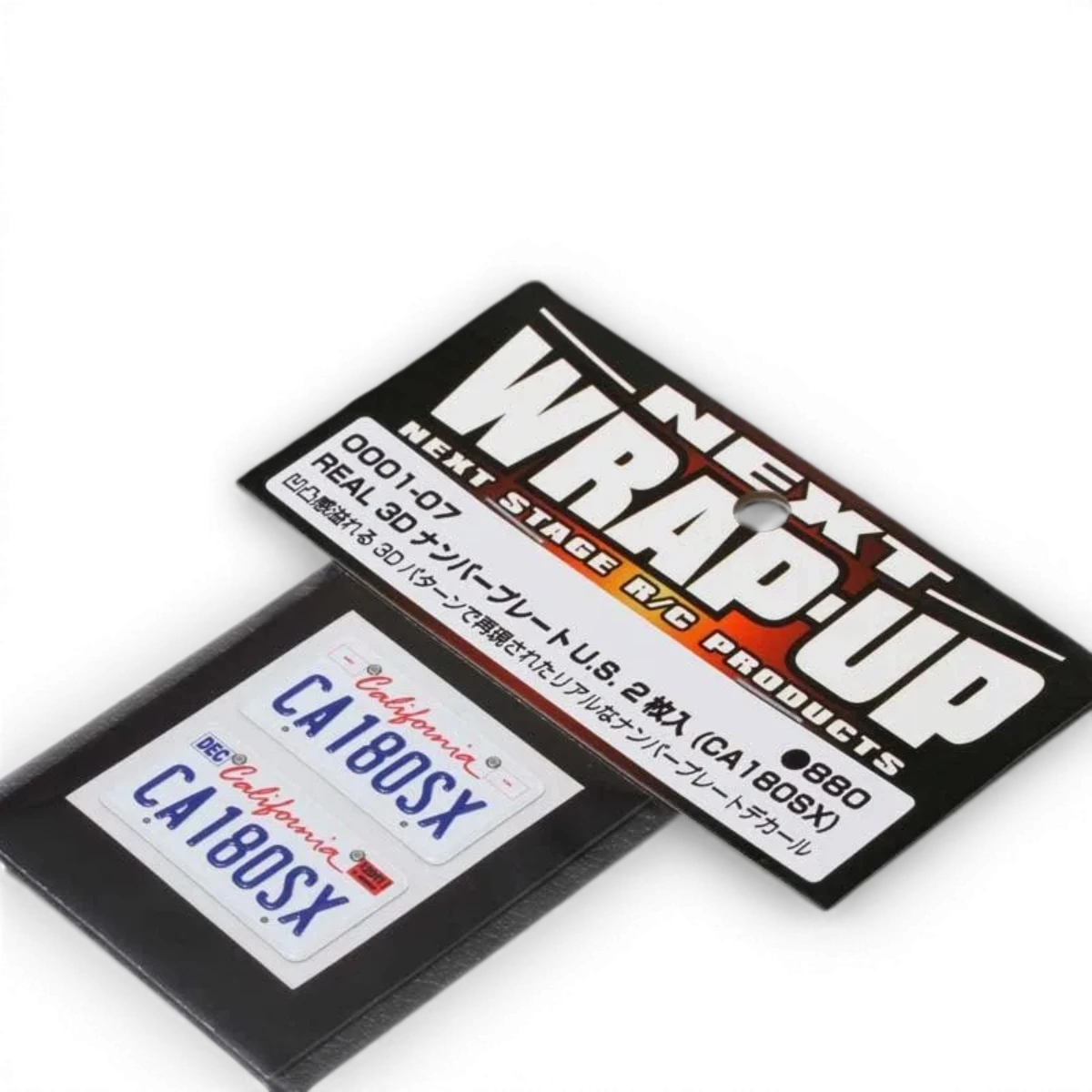 Plaque d'immatriculation autocollante CA180SX de la marque Wrap-UP Next, conçue pour personnaliser un véhicule de style drift.