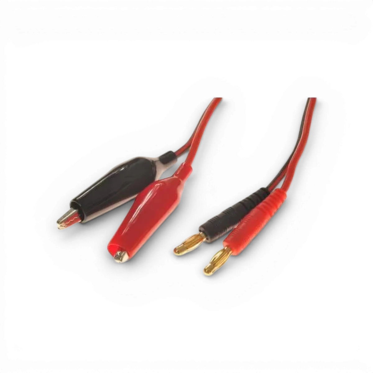 Câble chargeur avec pinces crocodile Beez2b pour électronique, connecté à des pinces crocodile robustes et un câble flexible.