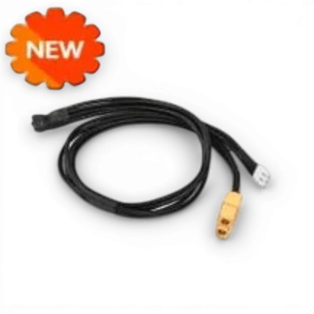 Câble de prise XT60 mâle vers JST Ph2.0 femelle pour électronique, marque OMG, connecté sur un fond neutre.