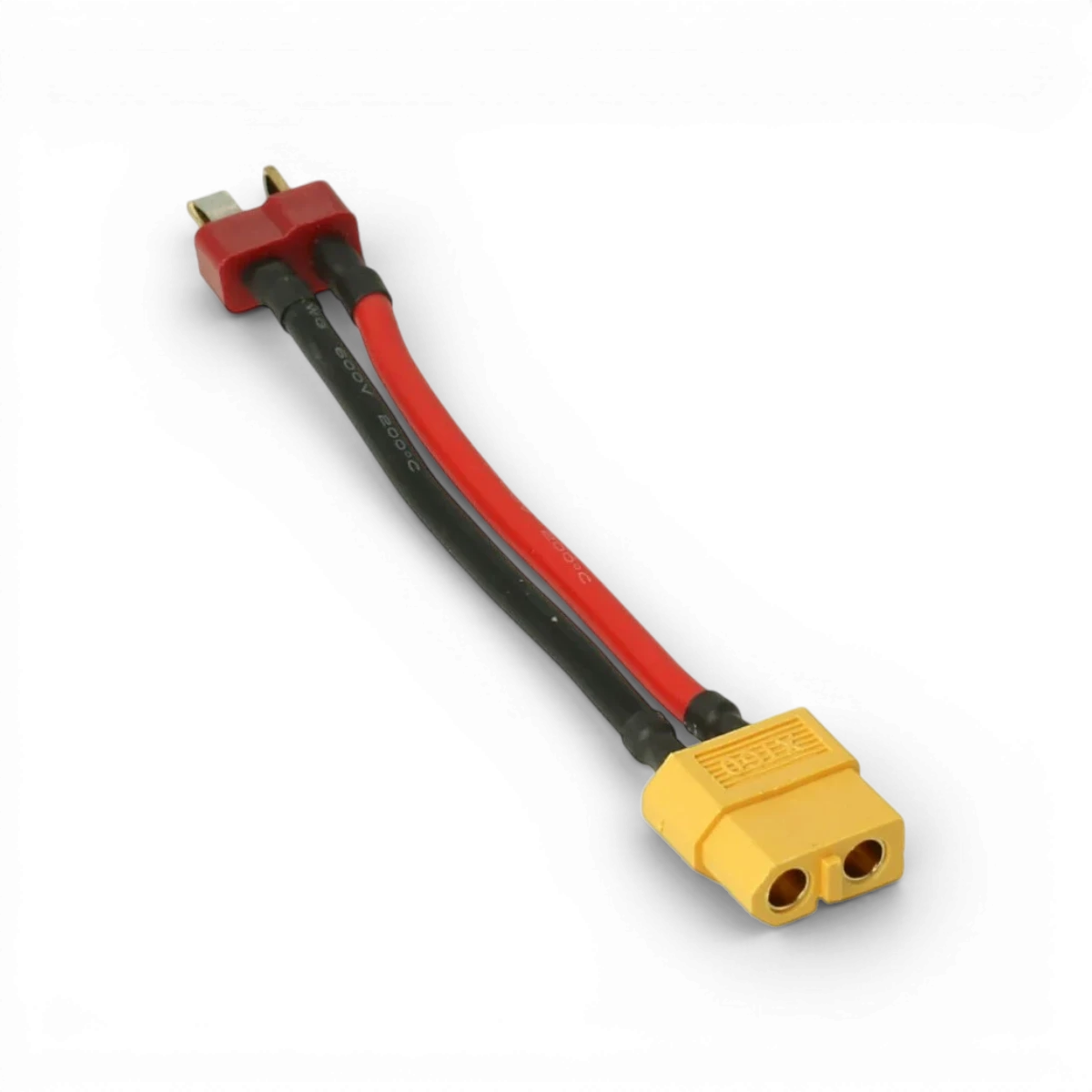 Câble électronique XT60 femelle vers prise T Dean Male Robitronic pour connexion électrique de batteries et composants.