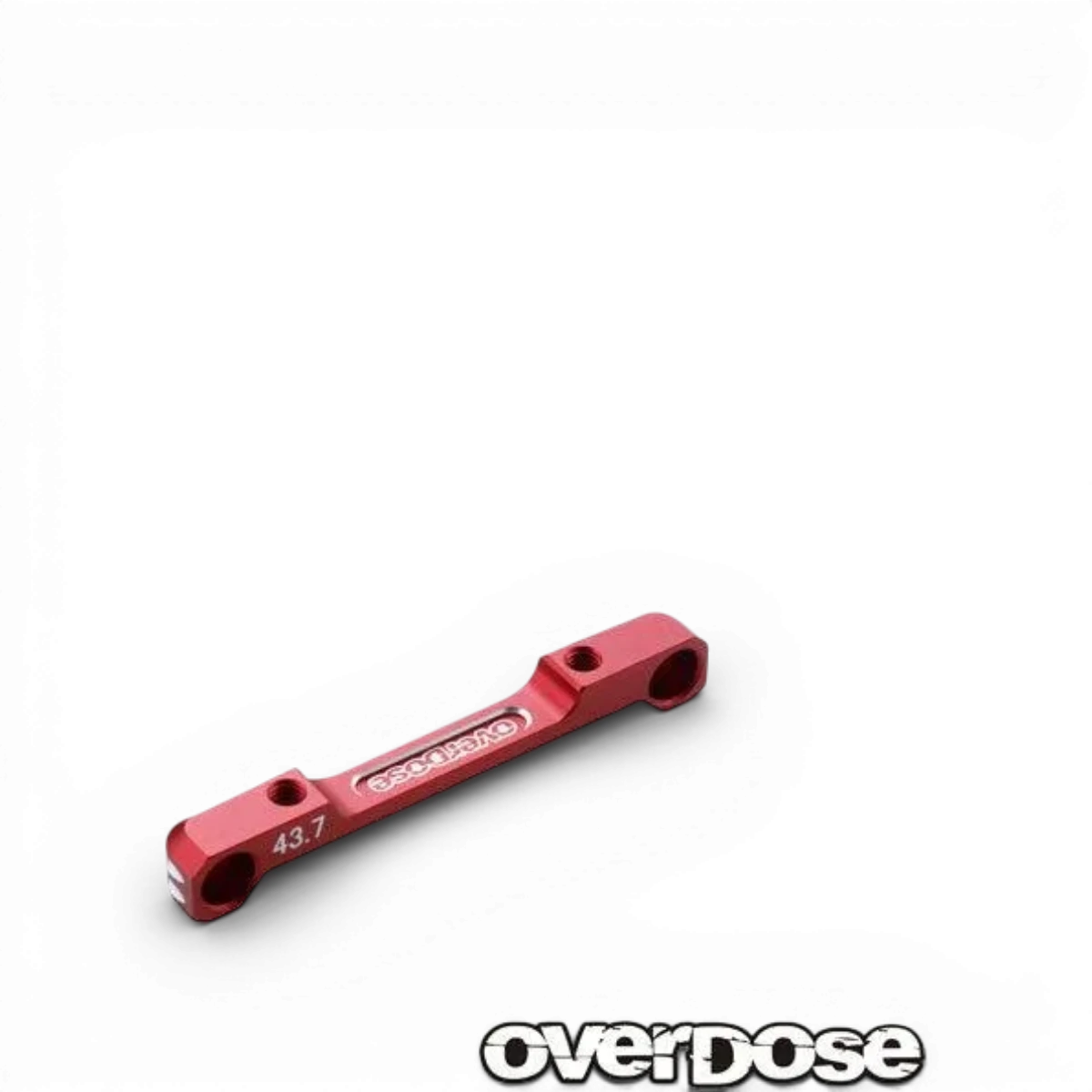 Cale triangle inférieure en aluminium rouge de 43,7mm de la marque Overdose, pièce détachée pour véhicule.