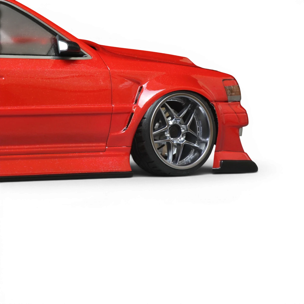 Carrosserie Toyota Cresta JZX100 BLS BN-Sports pour voiture radiocommandée Pandora RC, vue de face avec détails de la carrosserie.