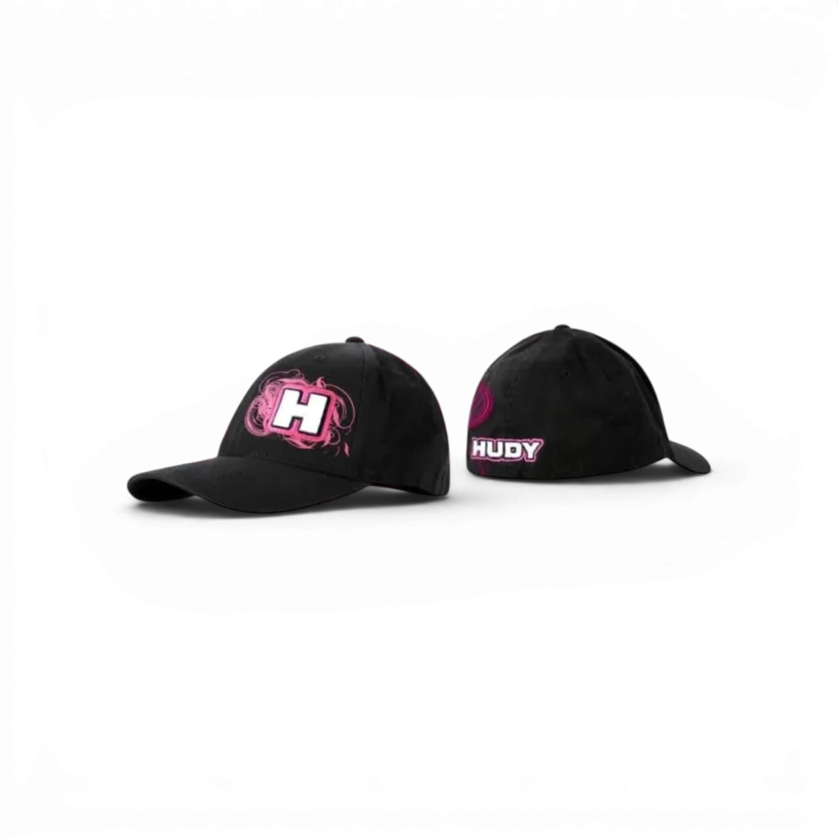 Casquette Flexfit S-M Hudy en tissu noir avec logo brodé, style décontracté pour homme.